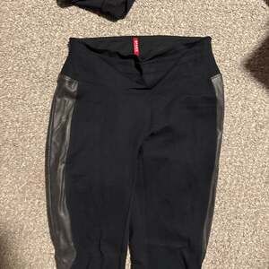 Spanx Black Faux Leather Side Panel Ponte Shaping Leggings